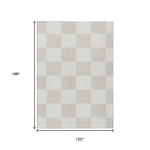 HomeRoots 10' Ivory and Beige Geometric Area Rug – Washable, Durable Indoor/Outdoor Rug for Modern Spaces 660702
