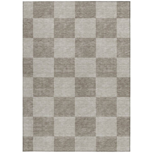 HomeRoots 5' X 8' Stylish Khaki & Taupe Geometric Rug - Washable, Durable, Perfect for Indoor & Outdoor Use! 660704