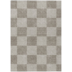 HomeRoots 5' X 8' Stylish Khaki & Taupe Geometric Rug - Washable, Durable, Perfect for Indoor & Outdoor Use! 660704