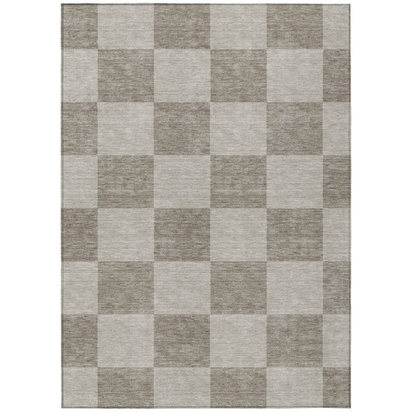 HomeRoots 5' X 8' Stylish Khaki & Taupe Geometric Rug - Washable, Durable, Perfect for Indoor & Outdoor Use! 660704