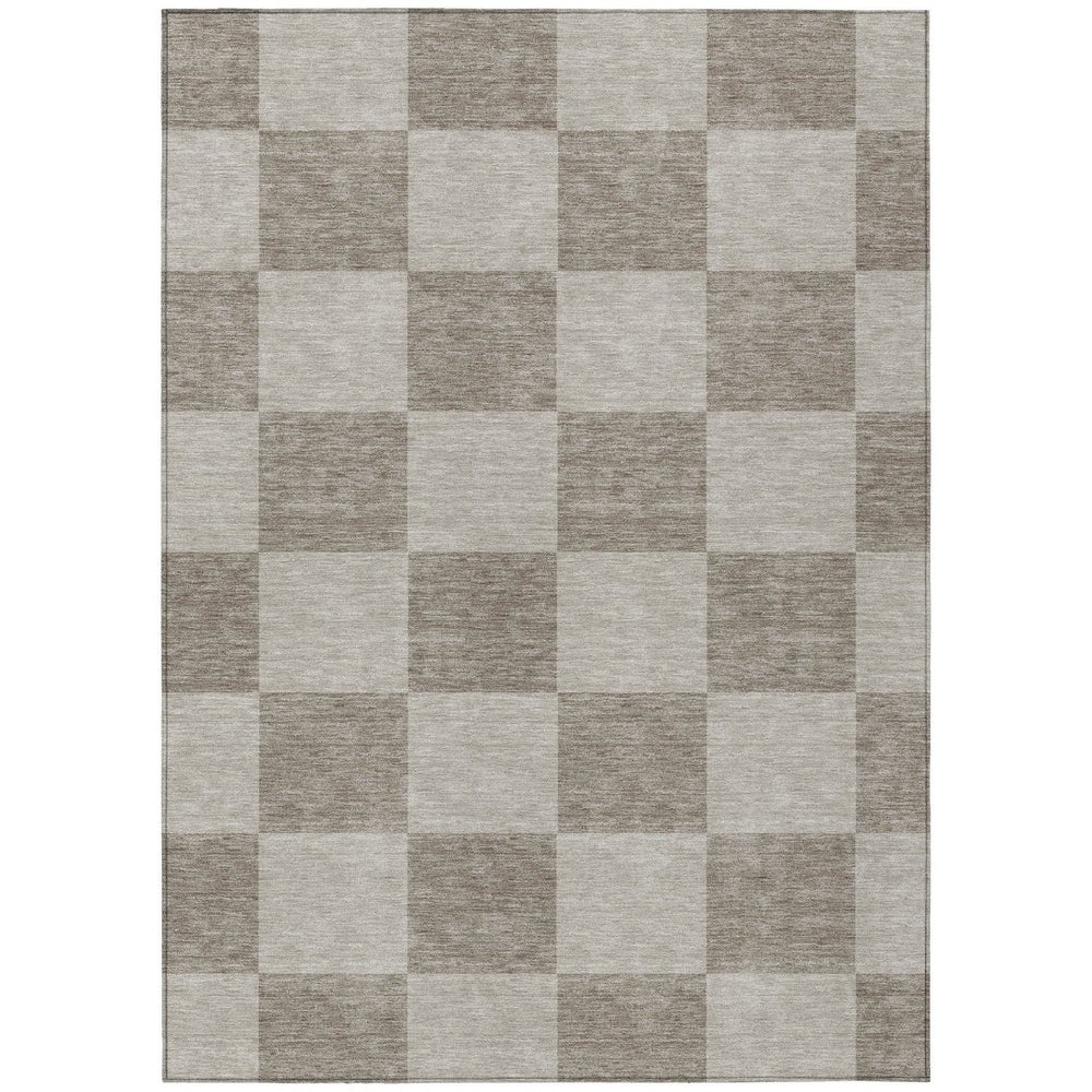 HomeRoots 10' X 14' Khaki & Taupe Geometric Washable Area Rug – Durable, Stylish for Indoor & Outdoor Spaces! 660708