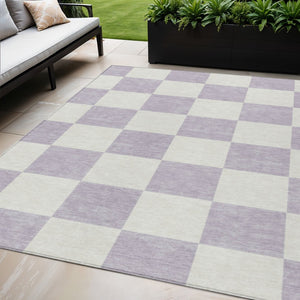 HomeRoots 5' X 8' Lavender Geometric Area Rug - Modern, Washable & Durable for Indoor/Outdoor Spaces 660710