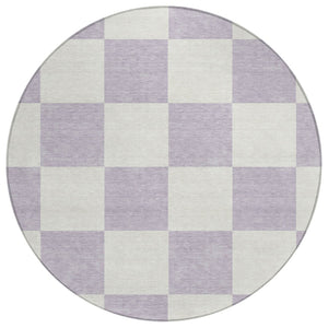 HomeRoots 8' Modern Lavender & Ivory Geometric Round Area Rug - Durable, Washable for Indoor/Outdoor Use! 660711