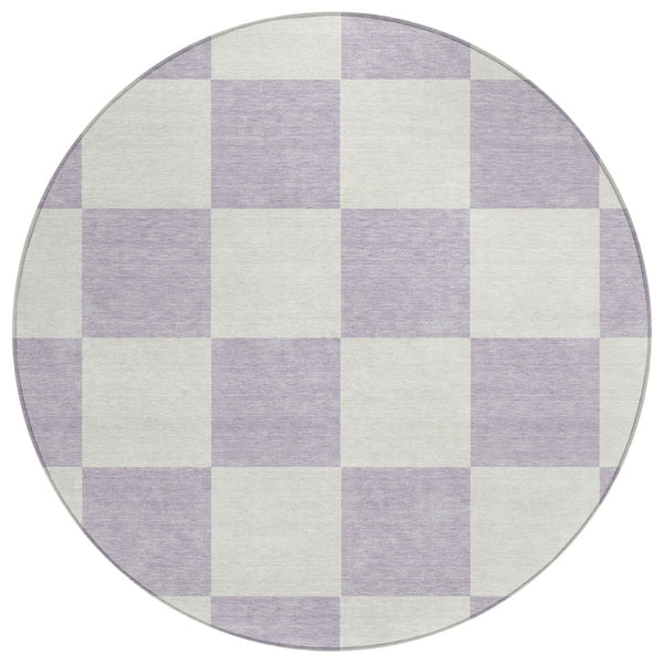 HomeRoots 8' Modern Lavender & Ivory Geometric Round Area Rug - Durable, Washable for Indoor/Outdoor Use! 660711