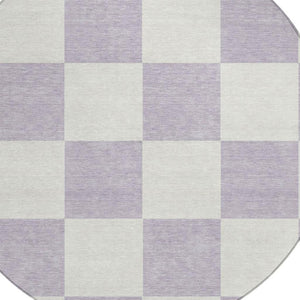 HomeRoots 8' Modern Lavender & Ivory Geometric Round Area Rug - Durable, Washable for Indoor/Outdoor Use! 660711