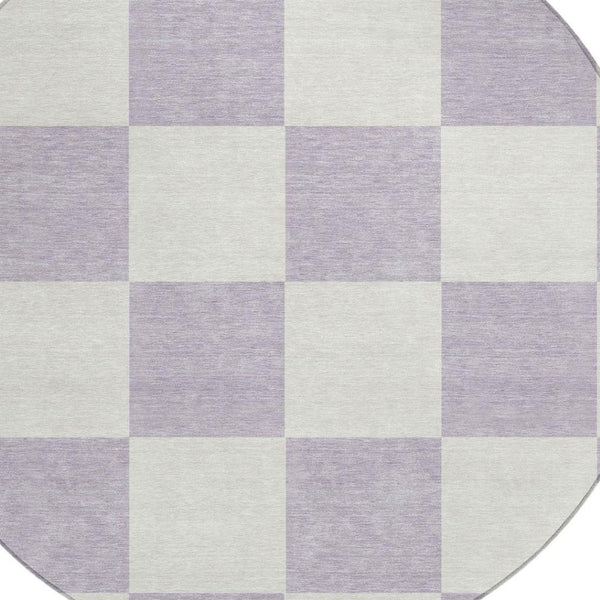 HomeRoots 8' Modern Lavender & Ivory Geometric Round Area Rug - Durable, Washable for Indoor/Outdoor Use! 660711
