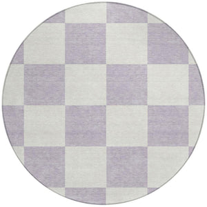 HomeRoots 8' Modern Lavender & Ivory Geometric Round Area Rug - Durable, Washable for Indoor/Outdoor Use! 660711