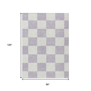 HomeRoots 8' X 10' Modern Lavender and Ivory Geometric Area Rug – Stylish, Washable, Durable for Indoor & Outdoor Use 660712
