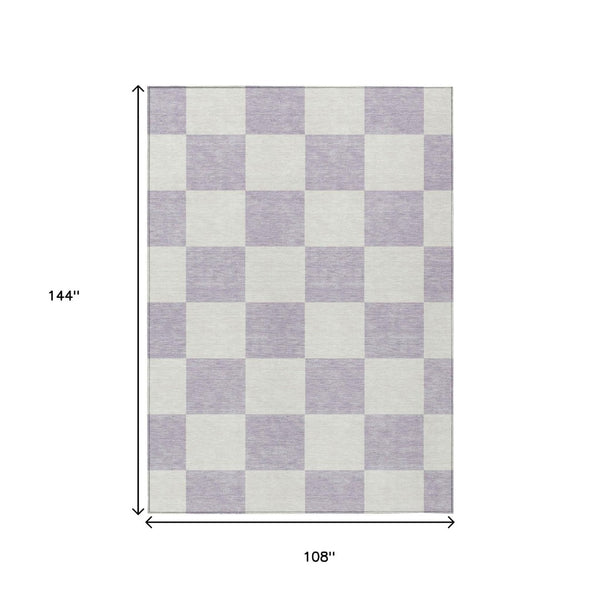 HomeRoots 9' X 12' Stylish Lavender and Ivory Geometric Area Rug – Durable, Washable, Indoor/Outdoor Design! 660713
