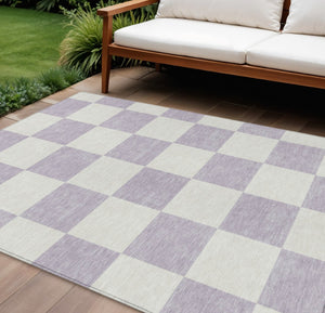 HomeRoots 10' Durable Lavender & Ivory Geometric Washable Area Rug for Indoor & Outdoor Spaces, Stain-Resistant 660714