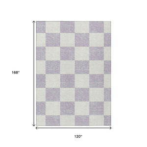HomeRoots 10' Durable Lavender & Ivory Geometric Washable Area Rug for Indoor & Outdoor Spaces, Stain-Resistant 660714