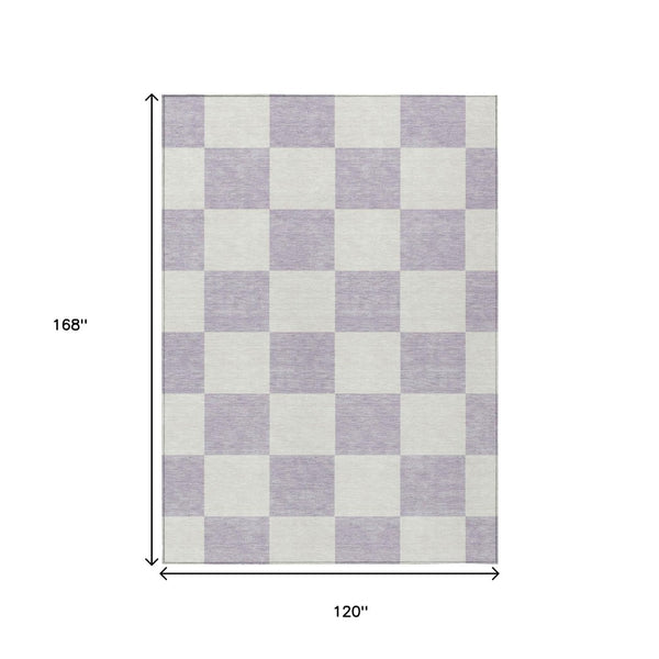 HomeRoots 10' Durable Lavender & Ivory Geometric Washable Area Rug for Indoor & Outdoor Spaces, Stain-Resistant 660714