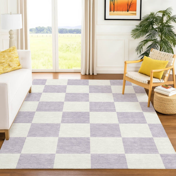 HomeRoots 10' Durable Lavender & Ivory Geometric Washable Area Rug for Indoor & Outdoor Spaces, Stain-Resistant 660714