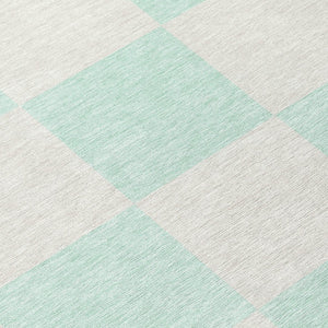 HomeRoots 8' Mint Green Round Geometric Area Rug - Durable, Washable Design for Indoor & Outdoor Spaces! 660717