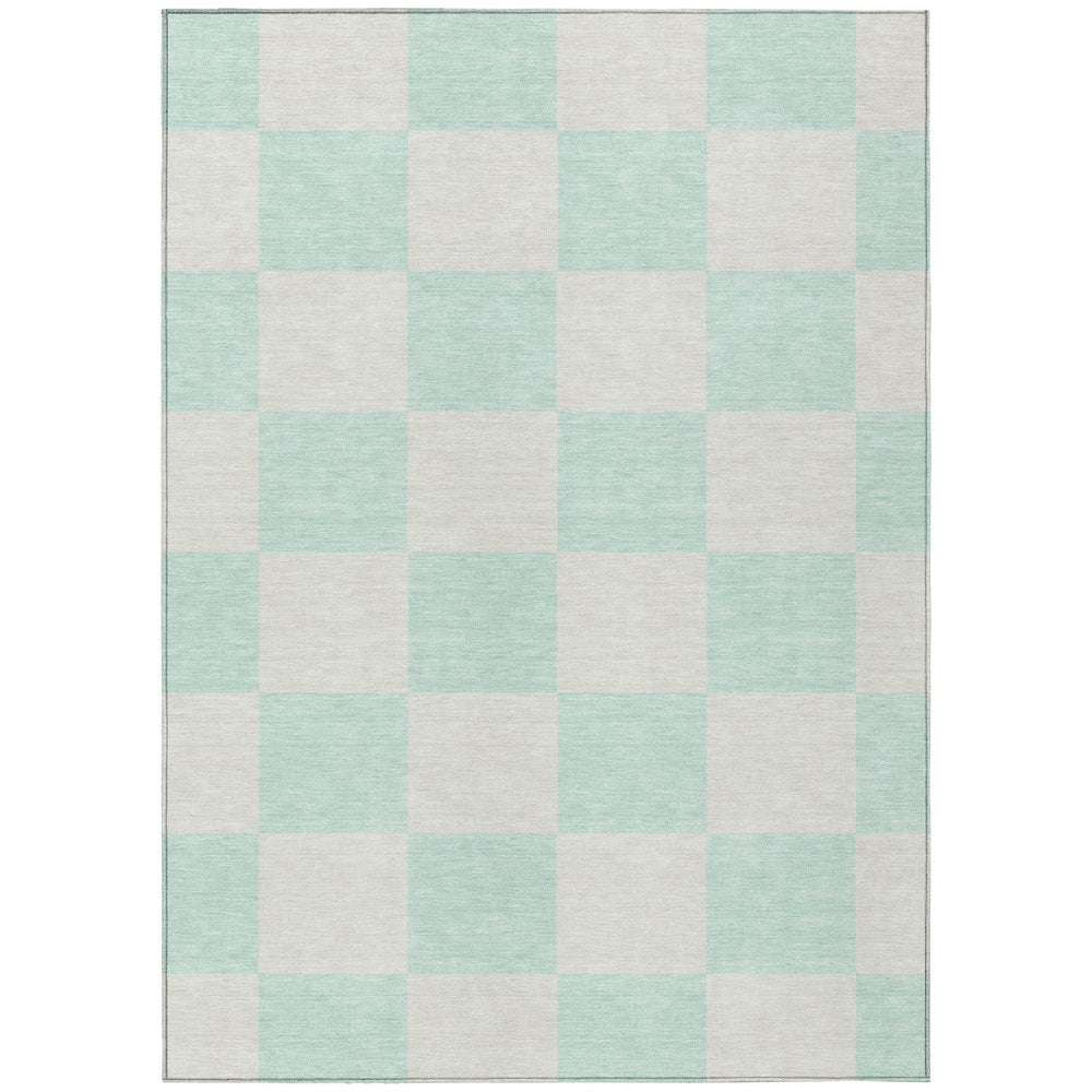 HomeRoots 8' X 10' Mint Green & Ivory Geometric Rug - Washable, Durable, Versatile for Indoor & Outdoor Spaces 660718