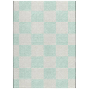 HomeRoots 8' X 10' Mint Green & Ivory Geometric Rug - Washable, Durable, Versatile for Indoor & Outdoor Spaces 660718