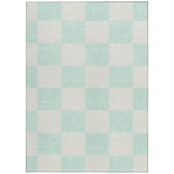 HomeRoots 8' X 10' Mint Green & Ivory Geometric Rug - Washable, Durable, Versatile for Indoor & Outdoor Spaces 660718