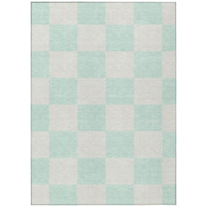 HomeRoots 9' X 12' Stylish Mint Green & Ivory Geometric Area Rug - Washable, Durable, Indoor/Outdoor Use! 660719