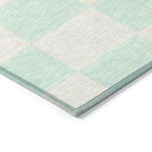 HomeRoots 9' X 12' Stylish Mint Green & Ivory Geometric Area Rug - Washable, Durable, Indoor/Outdoor Use! 660719