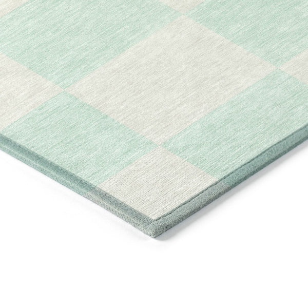 HomeRoots 9' X 12' Stylish Mint Green & Ivory Geometric Area Rug - Washable, Durable, Indoor/Outdoor Use! 660719