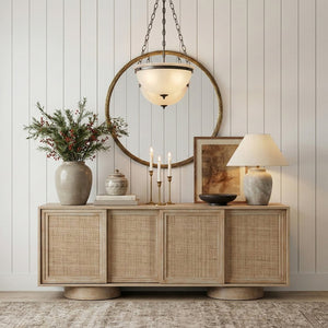 Meridian Furniture Avara Handcrafted Twisted Iron Round Mirror with Antique Brass Finish for Entryway 66071Gold-M24