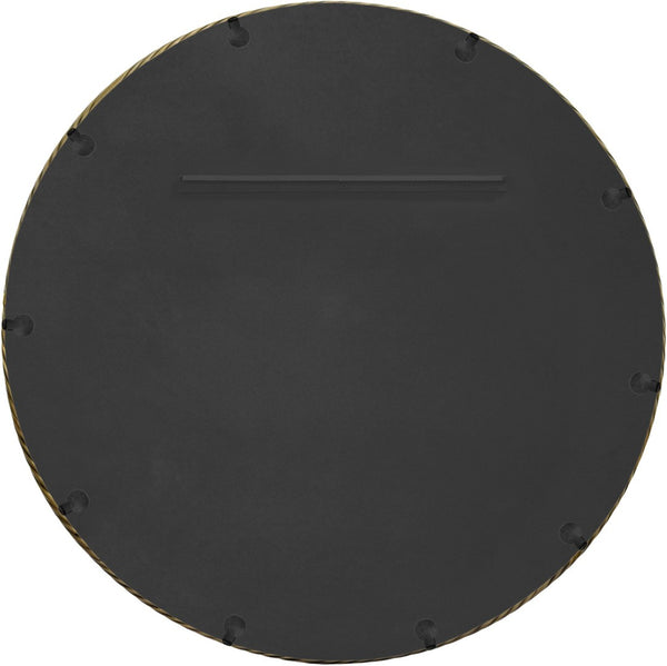 Meridian Furniture Avara Handcrafted Twisted Iron Round Mirror with Antique Brass Finish for Entryway 66071Gold-M24