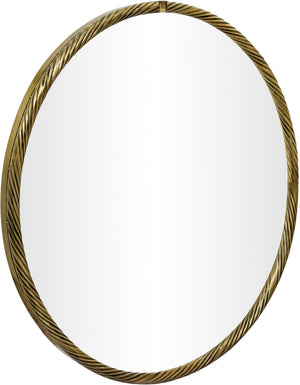 Meridian Furniture Avara Sculptural Round Wall Mirror Twisted Iron Antique Brass Finish 36 Inch 66071Gold-M36