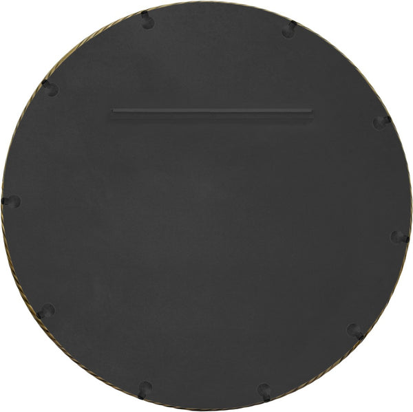 Meridian Furniture Avara Sculptural Round Wall Mirror Twisted Iron Antique Brass Finish 36 Inch 66071Gold-M36