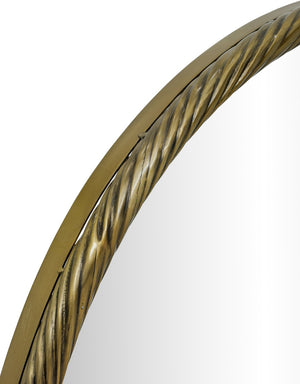 Meridian Furniture Avara Sculptural Round Wall Mirror Twisted Iron Antique Brass Finish 36 Inch 66071Gold-M36