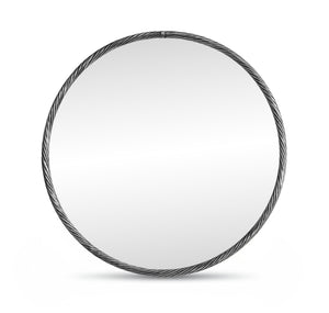 Meridian Furniture Avara Twisted Iron Round Wall Mirror with Antique Silver Finish for Living Rooms 66071Silver-M24
