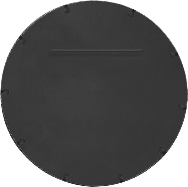 Meridian Furniture Avara Round Iron Wall Mirror with Twisted Frame Antique Silver Finish Sculptural Decor 66071Silver-M36