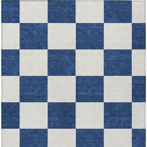 HomeRoots 10' Navy Blue and Ivory Geometric Area Rug - Washable Indoor/Outdoor, Durable, Stylish & Versatile! 660726