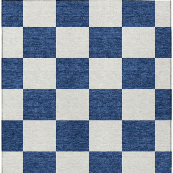 HomeRoots 10' Navy Blue and Ivory Geometric Area Rug - Washable Indoor/Outdoor, Durable, Stylish & Versatile! 660726