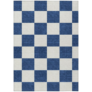 HomeRoots 10' Navy Blue and Ivory Geometric Area Rug - Washable Indoor/Outdoor, Durable, Stylish & Versatile! 660726