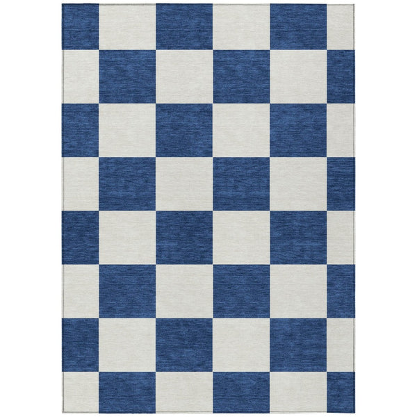 HomeRoots 10' Navy Blue and Ivory Geometric Area Rug - Washable Indoor/Outdoor, Durable, Stylish & Versatile! 660726