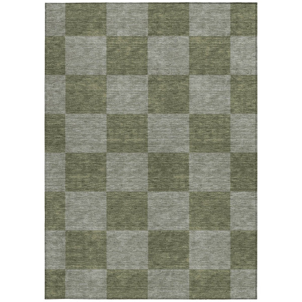 HomeRoots 5' Stylish Olive Green and Gray Geometric Area Rug - Washable, Durable, Indoor/Outdoor Use! 660728