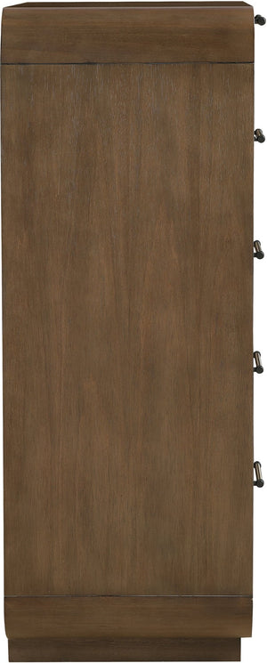 Meridian Furniture Windsor Solid Wood Chest with Cane Drawer Fronts for Mid-century Bedroom or Entryway Storage Brown 66072Brown-CH