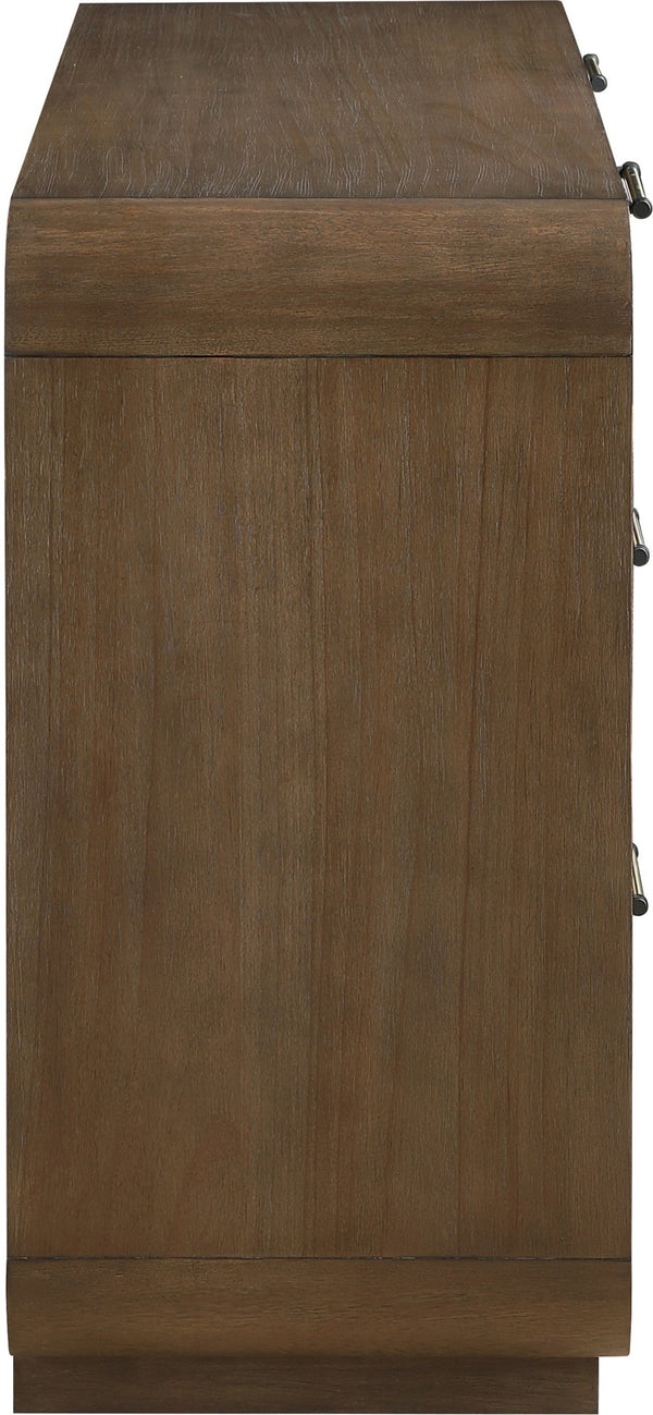 Meridian Furniture Windsor Solid Wood Dresser with Cane Panels Mid-century Style for Bedroom Storage and Warmth Brown 66072Brown-D