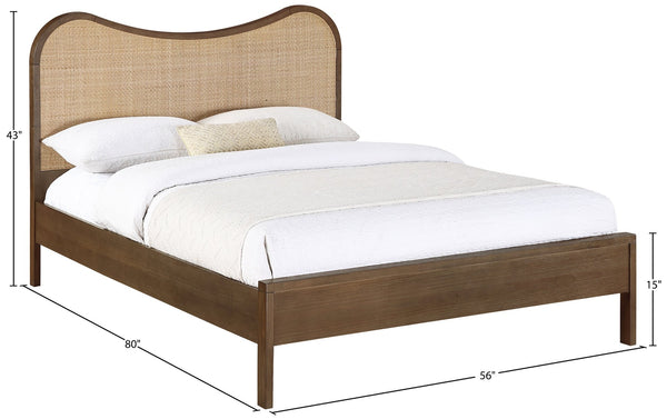 Meridian Furniture Windsor Solid Wood Full Bed with Cane Panels and Slatted Base for Mid-century Modern Bedrooms Brown 66072Brown-F