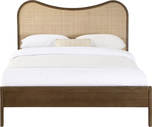 Meridian Furniture Windsor Solid Wood Full Bed with Cane Panels and Slatted Base for Mid-century Modern Bedrooms Brown 66072Brown-F