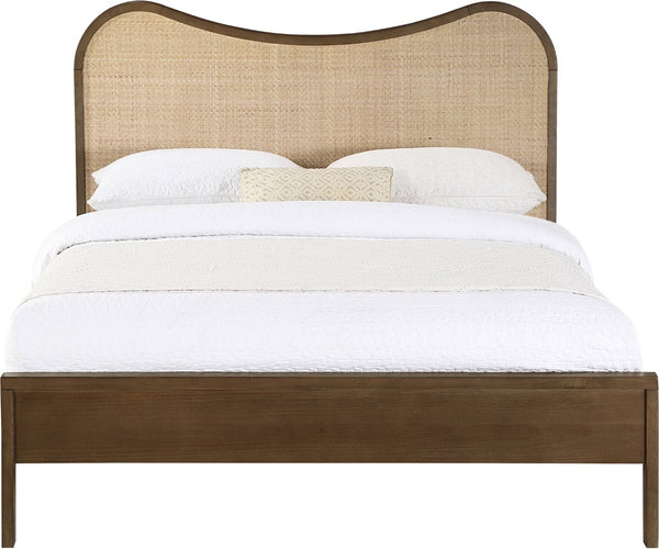 Meridian Furniture Windsor Solid Wood Full Bed with Cane Panels and Slatted Base for Mid-century Modern Bedrooms Brown 66072Brown-F