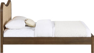 Meridian Furniture Windsor Solid Wood Full Bed with Cane Panels and Slatted Base for Mid-century Modern Bedrooms Brown 66072Brown-F