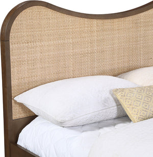 Meridian Furniture Windsor Solid Wood Full Bed with Cane Panels and Slatted Base for Mid-century Modern Bedrooms Brown 66072Brown-F