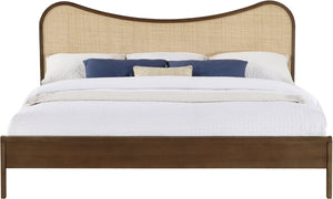 Meridian Furniture Windsor Solid Wood King Bed with Cane Panels Mid-century Modern Style for Bedroom Decor Brown 66072Brown-K