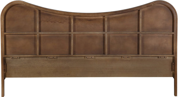 Meridian Furniture Windsor Solid Wood King Bed with Cane Panels Mid-century Modern Style for Bedroom Decor Brown 66072Brown-K