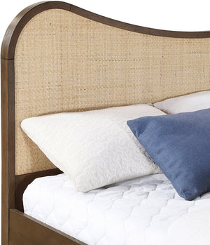 Meridian Furniture Windsor Solid Wood King Bed with Cane Panels Mid-century Modern Style for Bedroom Decor Brown 66072Brown-K