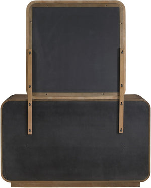 Meridian Furniture Windsor Solid Wood Cane Accent Mirror Mid-century Style for Bedroom or Entryway Decor Brown 66072Brown-M