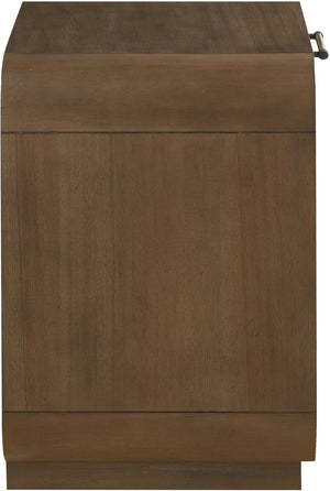 Meridian Furniture Windsor Solid Wood Nightstand with Cane Panels Mid-century Modern Bedside Storage Table Brown 66072Brown-NS