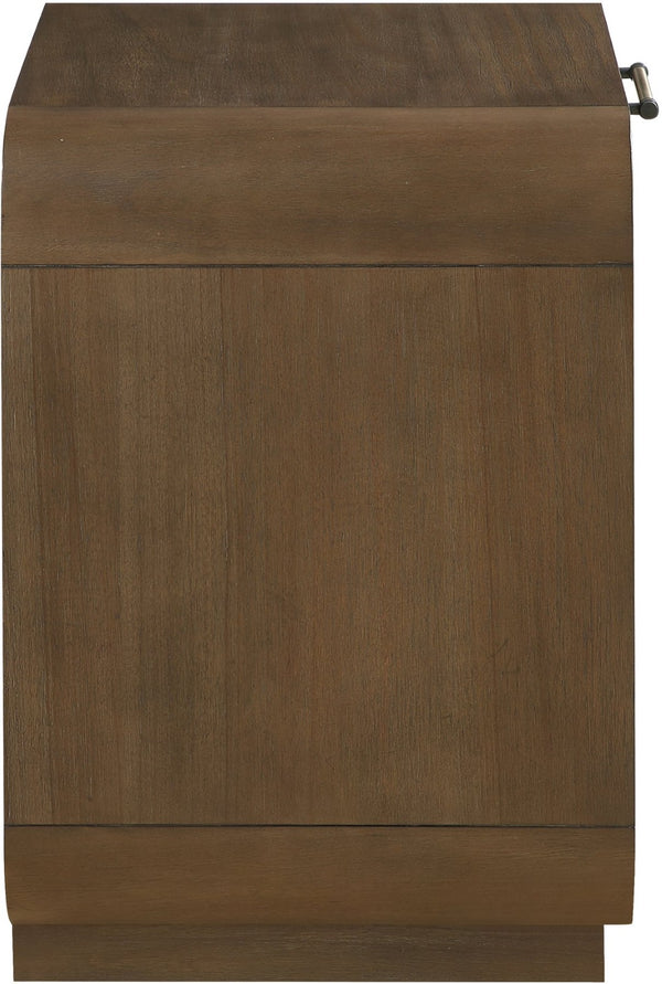Meridian Furniture Windsor Solid Wood Nightstand with Cane Panels Mid-century Modern Bedside Storage Table Brown 66072Brown-NS