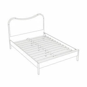 Meridian Furniture Windsor Solid Wood Queen Bed with Cane Headboard Mid-century Style Bedroom Frame Brown 66072Brown-Q